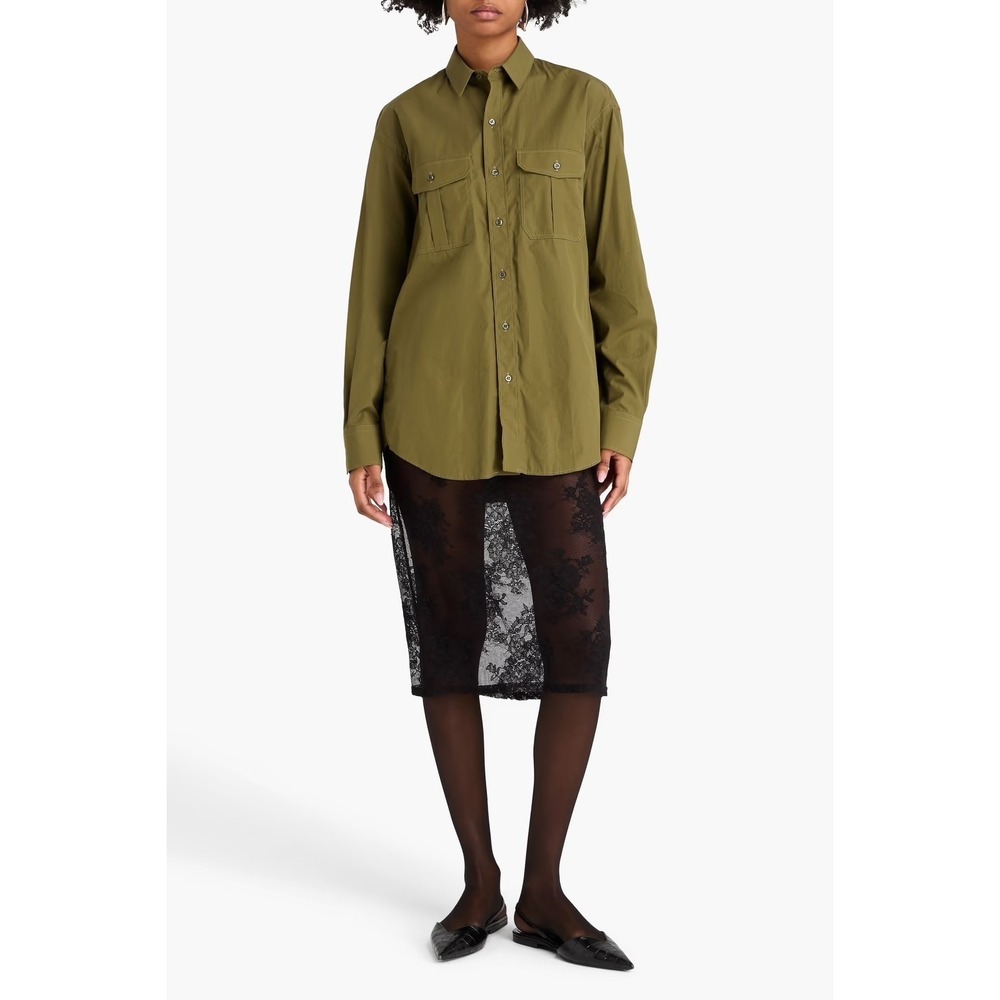 WARDROBE.NYC Army Green Cotton Poplin Cargo Shirt W5002_R03 Medium‎